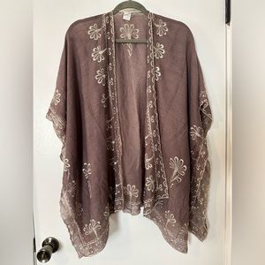 Lightweight Brown Embroidered Shawl